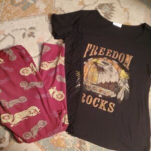 Bundle of motorcycle leggings & t-shirt, freedom motorcycle
